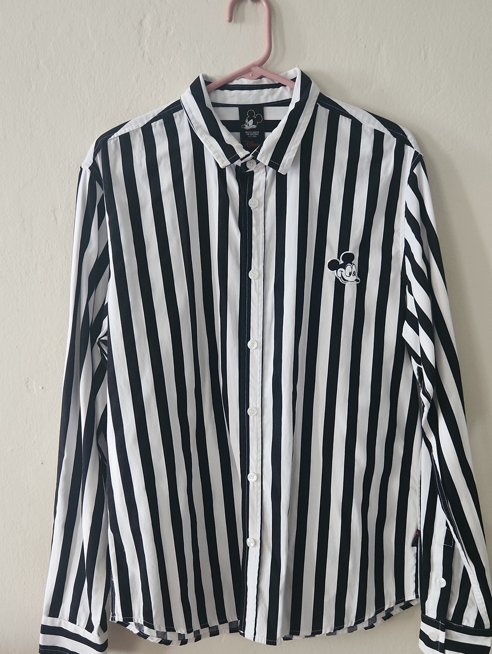 Forever 21 Black & White Vertical Stripe Button-Down Shirt